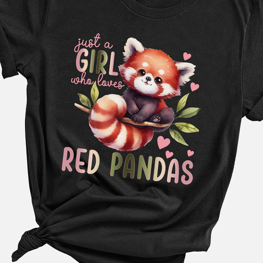 a black shirt with a red panda on it