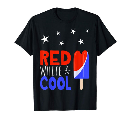 Red White & Cool Shirt, Ice Cream Popsicle Shirt, Two Cool, Patriotic T-Shirt, 4th of July Outfit, Red White and Cute, Independence Day Tee