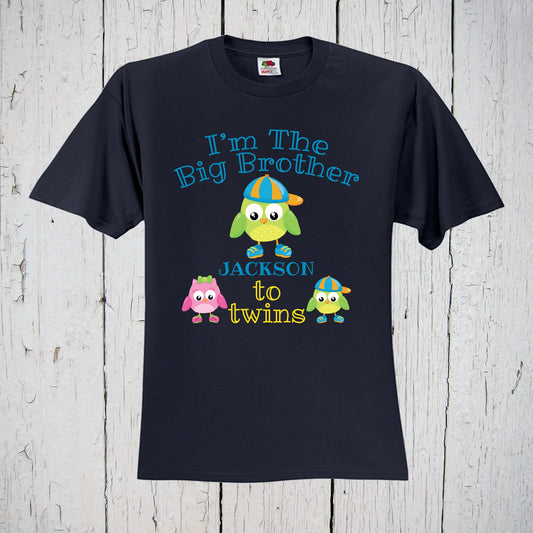 I'm The Big Brother To Twins Owl Shirt, Big Brother Gift, Big Brother T Shirt, Big Bro Shirt, Twins Announcement, New Big Brother, Owl Shirt