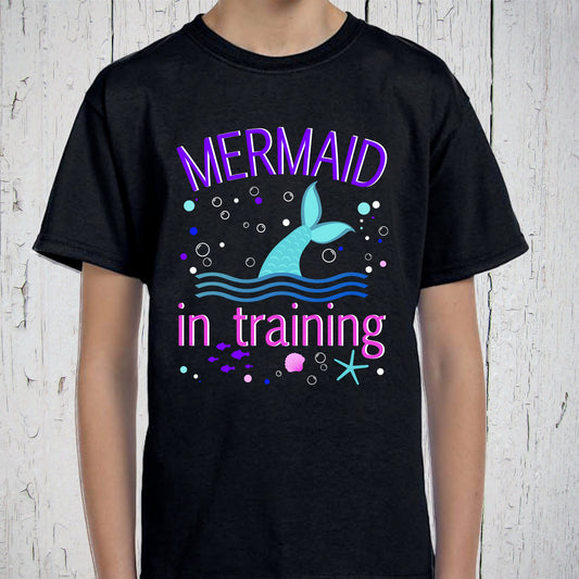 Mermaid in Training Shirt, Mermaid Birthday, Girls Mermaid T-Shirt, Mermaid Outfit, Mermaid Tail, Mermaid Shirt, Mermaid Costume