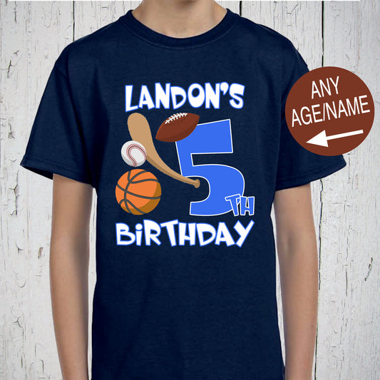 5th Birthday Shirt, All Star Birthday, Sports Birthday Shirt, Basketball Birthday, Boys Football Shirt, Girls Baseball Shirt, Sports Outfit