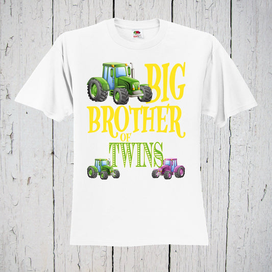 Tractor Shirt, Big Brother of Twins Shirt, Big Brother Gift, Big Brother Tshirt, Pregnancy Reveal, Baby Announcement, Baby Shower, Big Bro