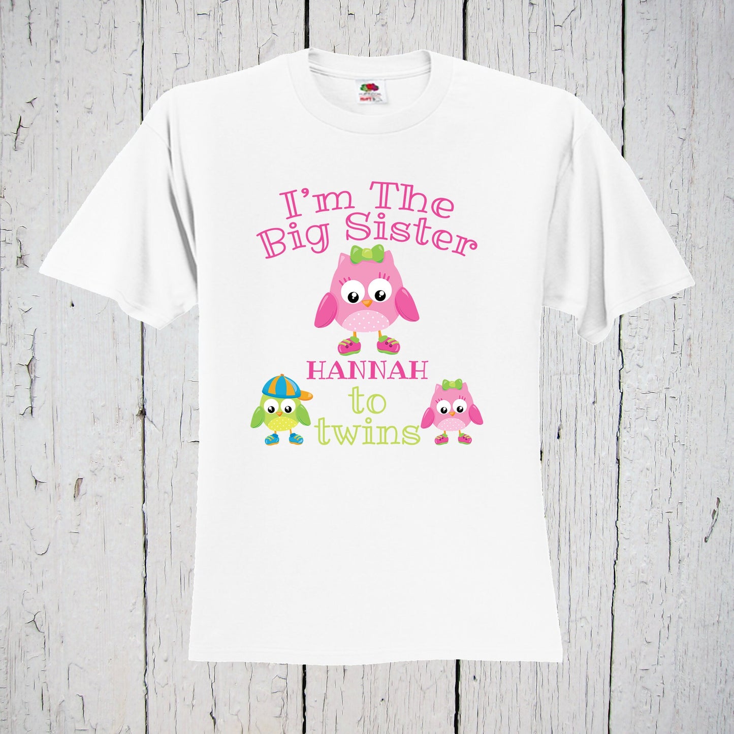 I'm The Big Sister To Twins Owl Shirt, Big Sister Tshirt, Big Sis, Big Sister Tee, Twins Announcement, Big Sister Outfit, Personalized Name