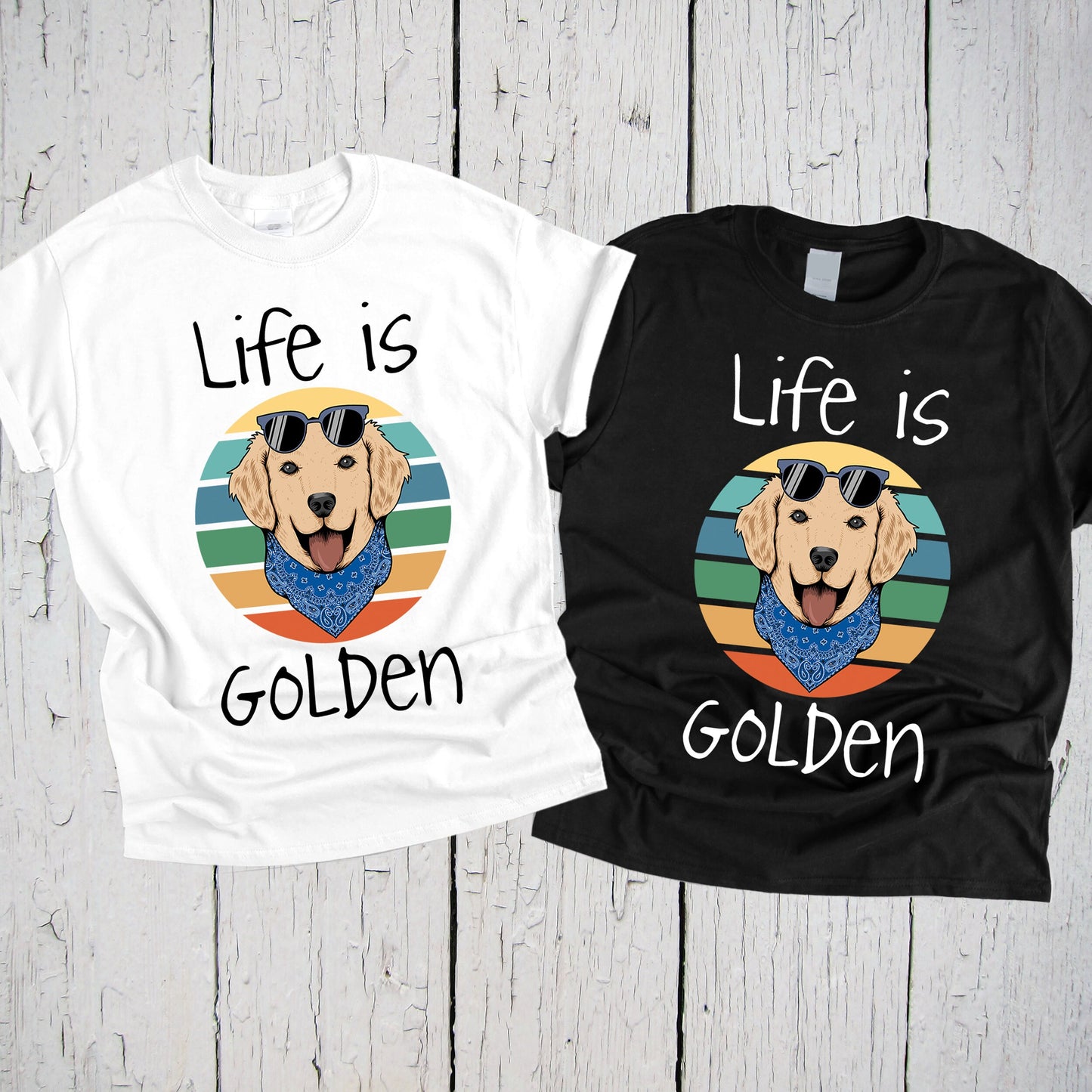 Life Is Golden Retro Shirt, Golden Retriever Shirt, Golden Mom Shirt, Retriever Mama, Golden Retriever Mom Tee, Golden Retriever Dad T-Shirt