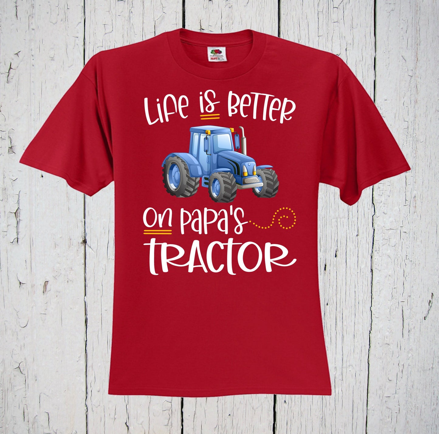 Life Is Better on Papa's Blue Tractor, Tractor Shirt, Grandpas Girl, Farm Shirt, Papa's Boy, Farm Tractor Print, I Love My Grandpa, Papa Tee