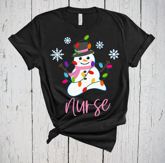 Snowman Nurse, Cute Christmas Shirt, Holiday Shirt, Nurse Gift, Nurse Shirts, Christmas Lights Shirt, Holiday Party, Nurse Christmas Shirt