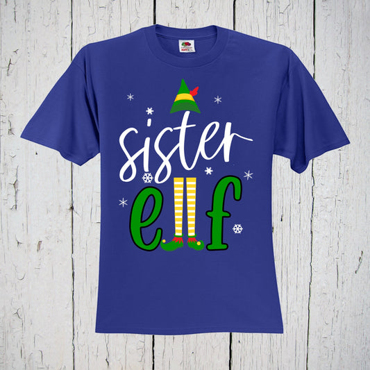 Sister Elf, Cute Christmas Shirt, Sis Holiday Outfit, Matching Family Shirts, Holiday Tops, Big Sister, Personalized T-Shirt for Girls