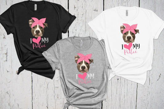 I Love My Pittie Shirt, Fur Mama, Pitbull Shirt, I Love Dogs, Dog Lover, Pitbull Terrier, Puppy Groomer Walker Lover, Pitbull Mom T-Shirt