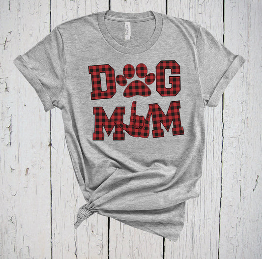 Fur Mama Shirt, Red Buffalo Plaid Print, Dog Lover Shirt, Sleep Shirt, Dog Lover Tee, Foster Dog Mom, Rescue Mom, Dog Mother, Pet Owner Gift