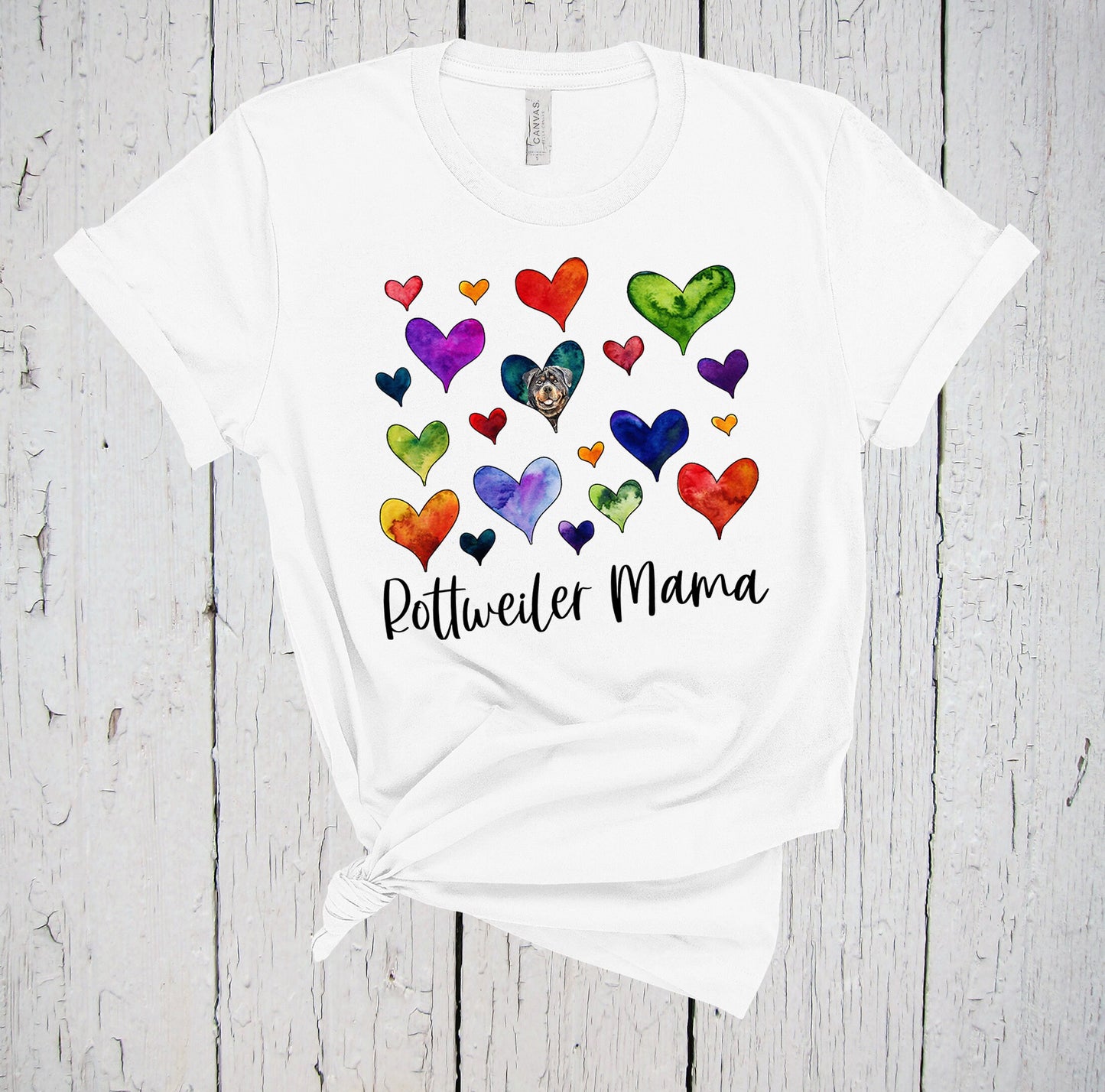 Rottweiler Mama, Rottie Shirt, Watercolor Hearts, Rottie Mama Shirt, Mother's Day, Rottweiler Tee, Rottweiler Owner, Fun Rottweiler Shirt