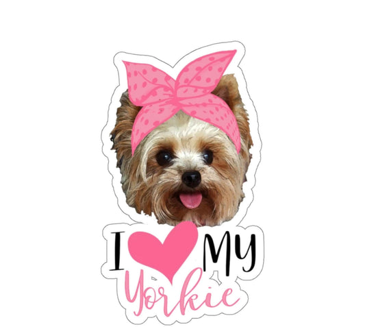 I Love My Yorkie Sticker, Fur Mama, Blonde Yorkie, Teacup Yorkie, Yorkshire Terrier, Car Window Vinyl Decal, Heart Laptop Journal Planner