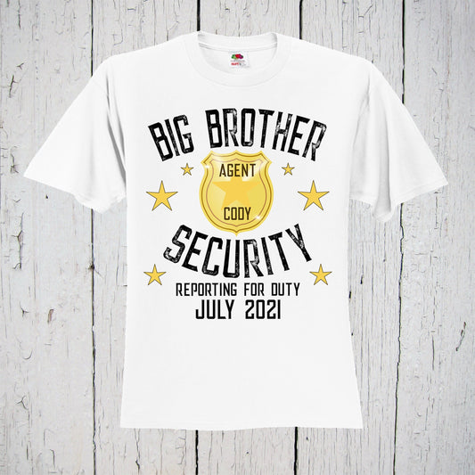 Big Brother Announcement Shirt, Security Agent, Big Brother Gift, Big Brother T Shirt, Big Bro Shirt, Pregnancy Reveal, New Big Brother