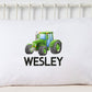 Custom Name Pillowcase, Green Tractor Farm Print Pillowcase, Personalized Pillow Case, Boy Pillowcase, Kids Room Decor, Standard Size Pillow
