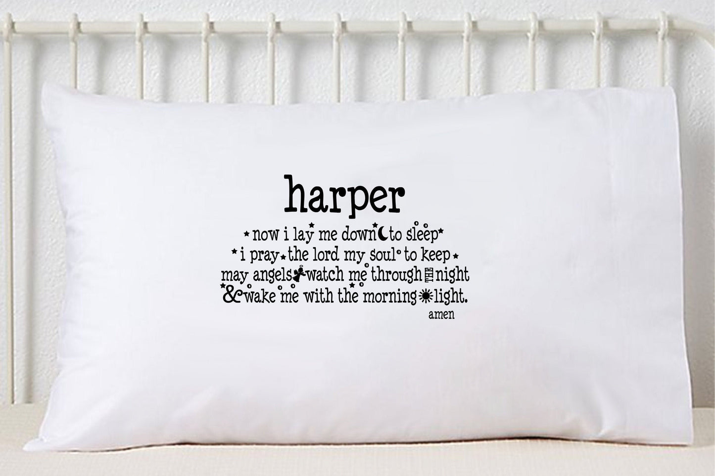 Custom Name Bedtime Prayer Pillowcase, Now I Lay Me Down To Sleep, Boy's Name, Girl's Name, Personalized Pillowcase, Standard Size Pillow