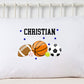 Custom Name, Sports Theme, Basketball Soccer Football Baseball Tennis, Personalized Pillowcase, Boy's Room Decor, Standard Size Pillow Case