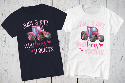 Just A Girl Who Loves Tractors, Pink Tractor Shirt, Farm Girl, Farm Tractor Shirt, Girls Tractor Birthday Shirt, Farm Party, Tractor Party