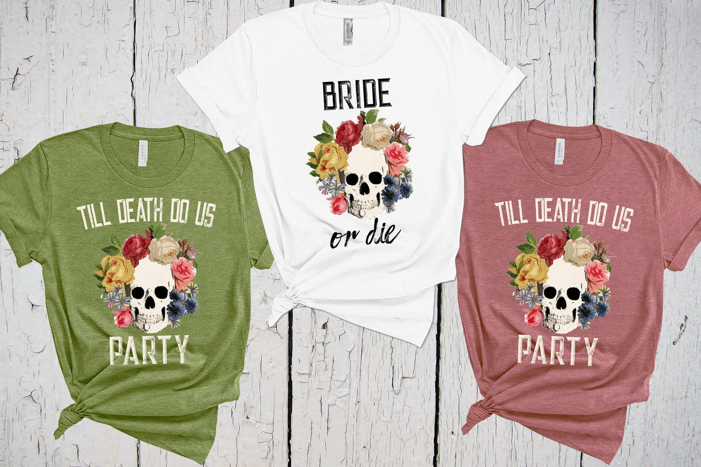 Til Death Do Us Party Shirts, Bach Bash, Wedding Party, Bachelorette Party Shirts, Bride Skull, Bridesmaids Shirts, Girls Night, Skull Shirt