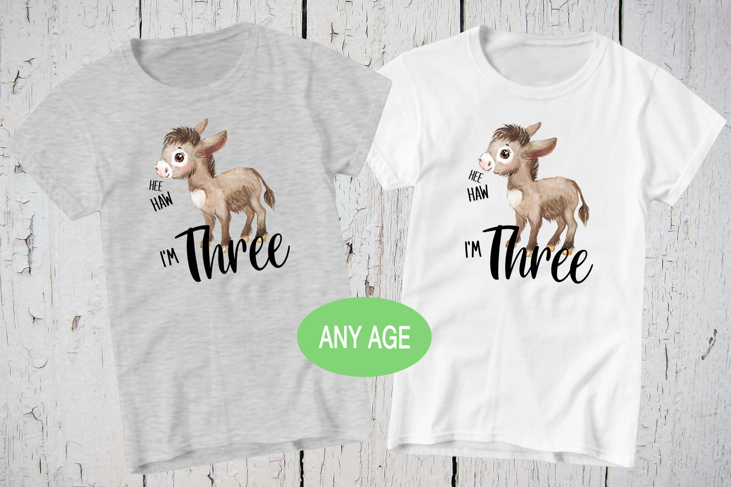 Hee Haw I'm Three, 3rd Birthday Shirt, Donkey Birthday, Third Birthday, Girls Birthday Shirt, Donkey Shirt, Farm Birthday Party, 3 Year Old