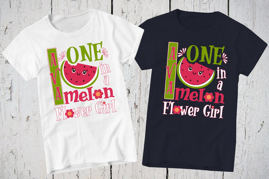 Flower Girl Shirt, One In A Melon, Personalized Shirt, Flower Girl Gift, Flower Girl Proposal, Watermelon Tee, Summer Wedding, Bridal Party