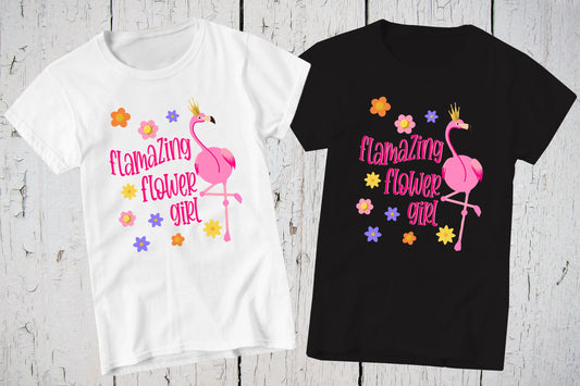 Flower Girl Shirt, Flamingo Shirt, Flower Girl Gift, Flower Girl Proposal, Summer Wedding, Bridal Party, Tropical Wedding, Petal Patrol Tee