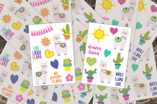 Sticker Sheets, Llama Stickers, Vinyl Decal, Stickers for Activity Book, Party Favor Stickers, Animal Sticker, No Prob Llama, Birthday Party