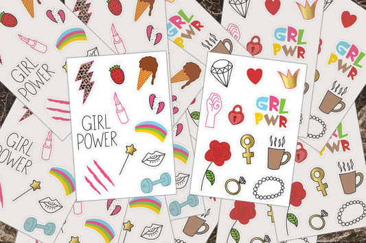 Sticker Sheets, Girl Power Stickers, Activity Book, Scrapbook Stickers, Planner Stickers, Grl Pwr Sticker, Cute Sticker Set, Tablet Laptop