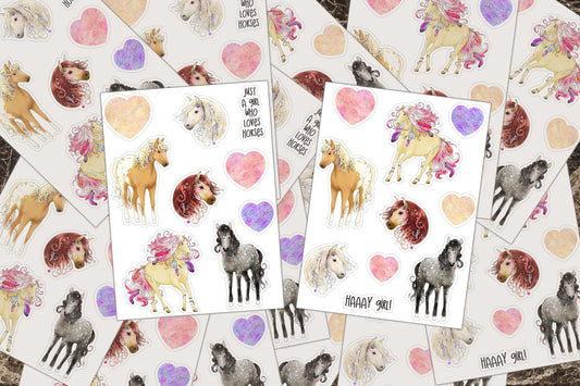 Sticker Sheets, Horse Girl, Vinyl Decal, Activity Book Decals, Equestrian Stickers, Party Favor, Just A Girl Who Loves Horses, Haaay Girl