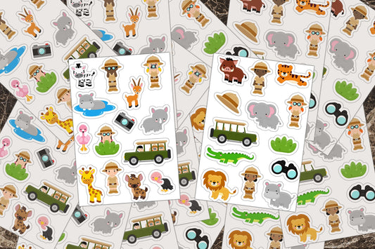 Sticker Sheets, Jungle Safari, Journal Sticker, Zoo Animal, Safari Party Favor, Hippo Stickers, Safari Animals, Sticker Pack, Animal Decals