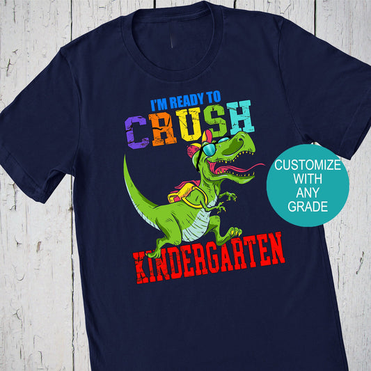 Kindergarten Shirt, Dinosaur Shirt, Ready To Crush, Back To School Shirt, Kid's Kinder Shirt, Boy's Kindergarten Tshirt, Dino Mite Tee