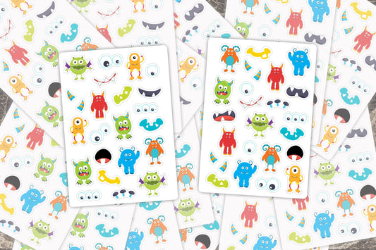 Sticker Sheets, Monster Stickers, Monster Parts, Baby Shower Stickers, Journaling Stickers, Halloween Decals, Monster Clipart, Monster Party