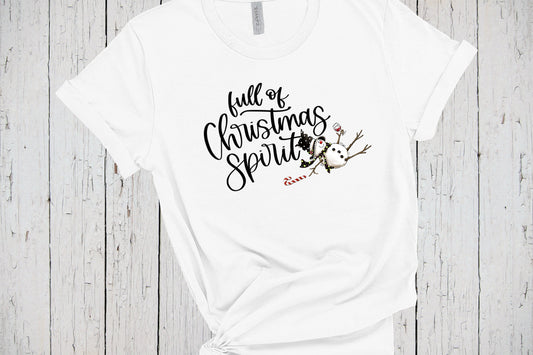 Full of Christmas Spirit, Cute Christmas Shirt, Wine Lovers Gift, Funny Christmas Snowman, Family Christmas Shirts, Christmas Sweatshirt