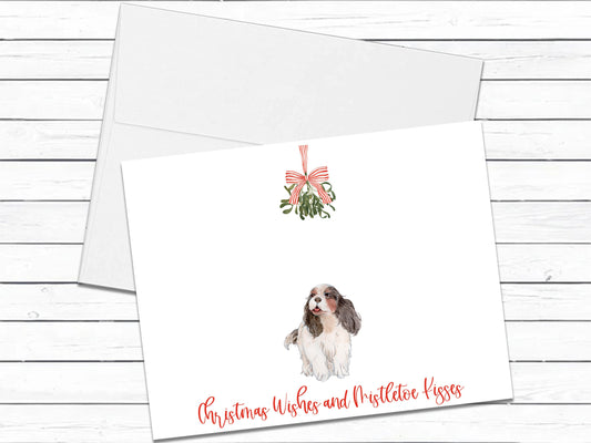 Cavalier King Charles, Christmas Card, Christmas Wishes and Mistletoe Kisses, Dog Greeting Cards, Holiday Card, Blank Cards With Envelopes