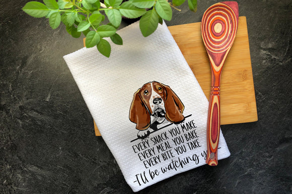 Basset Hound Gifts, Every Bite You Take, Funny Kitchen Towel, Tea Towel Custom, Kitchen Hand Towels, Hanging Towels, Waffle Weave Towel
