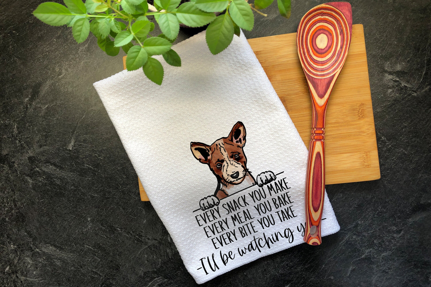 African Basenji Bush Dog, Funny Kitchen Towel, Every Bite You Take, Dog Tea Towels, Kitchen Hand Towels, Hanging Towels, Waffle Weave Towel