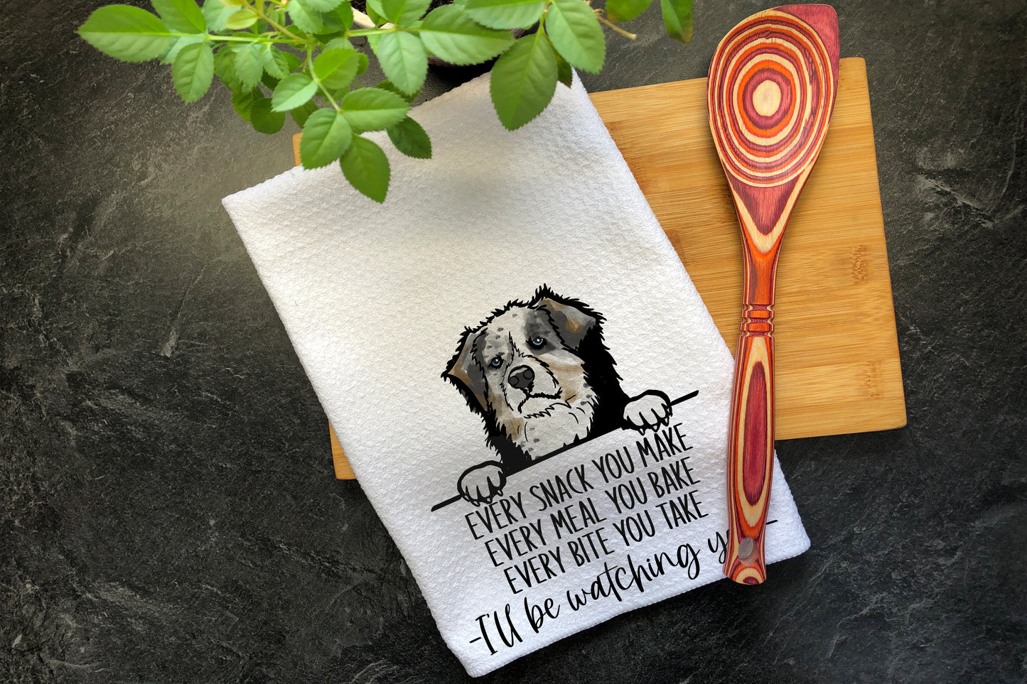 Australian Shepherd, Funny Kitchen Towel, Every Bite You Take, Dog Tea Towels, Hand Towels, Hanging Towels, Aussiedoodle, Aussie Shepherd