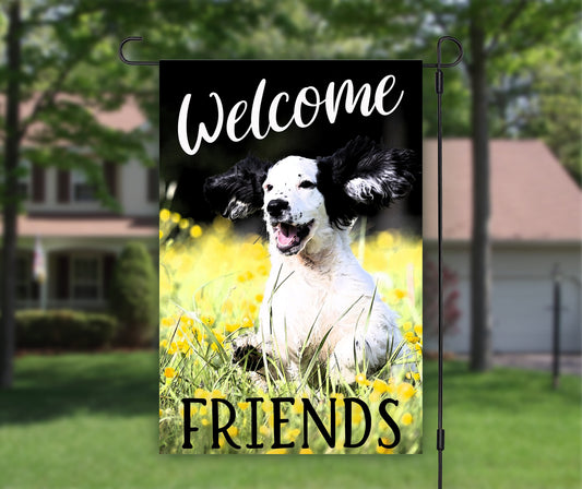 Welcome Friends, Garden Flags, Dog Lover Gift, Foster Dog Mom, Dog Garden Flag, House Flags, Garden Decor, Rescue Dog Mom Gift, Mother's Day