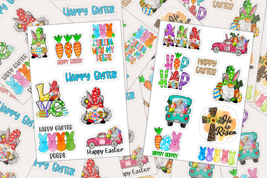Easter Gnome Stickers, Sticker Sheet, Vinyl Decal, Easter Basket Stickers, Vinyl Sticker Sheet, Gnome Planner, Happy Easter, Easter Journal