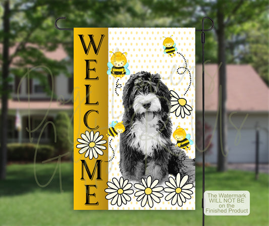 Bernedoodle, House Flags, Welcome Sign, Garden Decorations, Doodle Dog Lovers, Outdoor Flag, New Home Gift, Mother's Day Gift, Doodle Mom