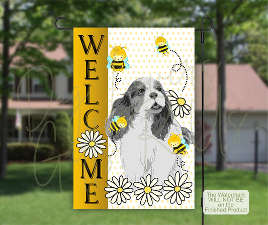 King Charles Cavalier Spaniel, House Flags, Welcome Sign, Garden Decorations, Dog Lovers, Outdoor Flag, New Home Gift, Mother's Day Gift
