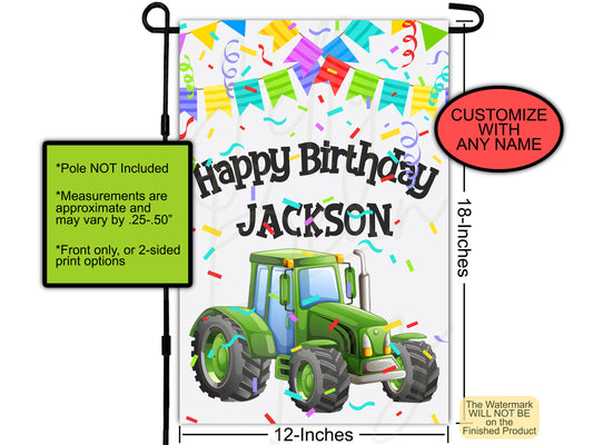 Tractor Birthday, House Flags, Custom Flag, Birthday Garden Flag, Drive By Birthday, Porch Flag, Birthday Decor, Yard Flag, Birthday Banner