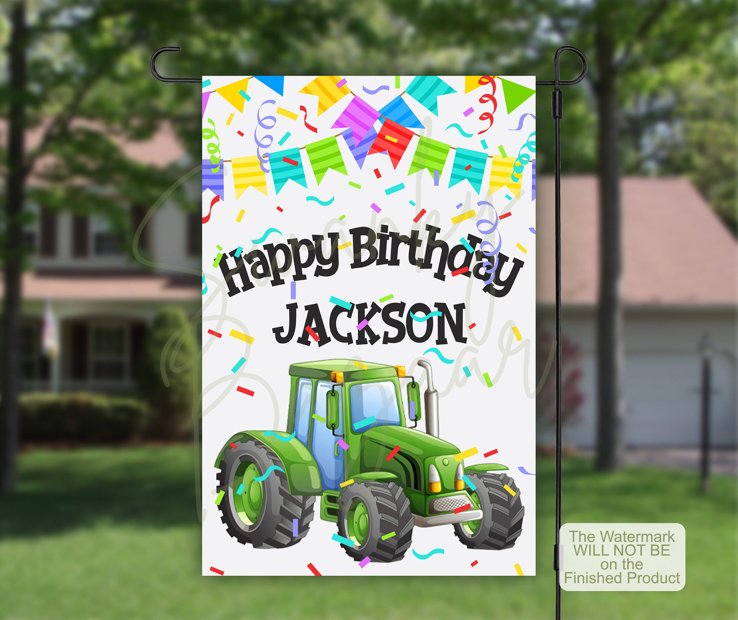 Tractor Birthday, House Flags, Custom Flag, Birthday Garden Flag, Drive By Birthday, Porch Flag, Birthday Decor, Yard Flag, Birthday Banner