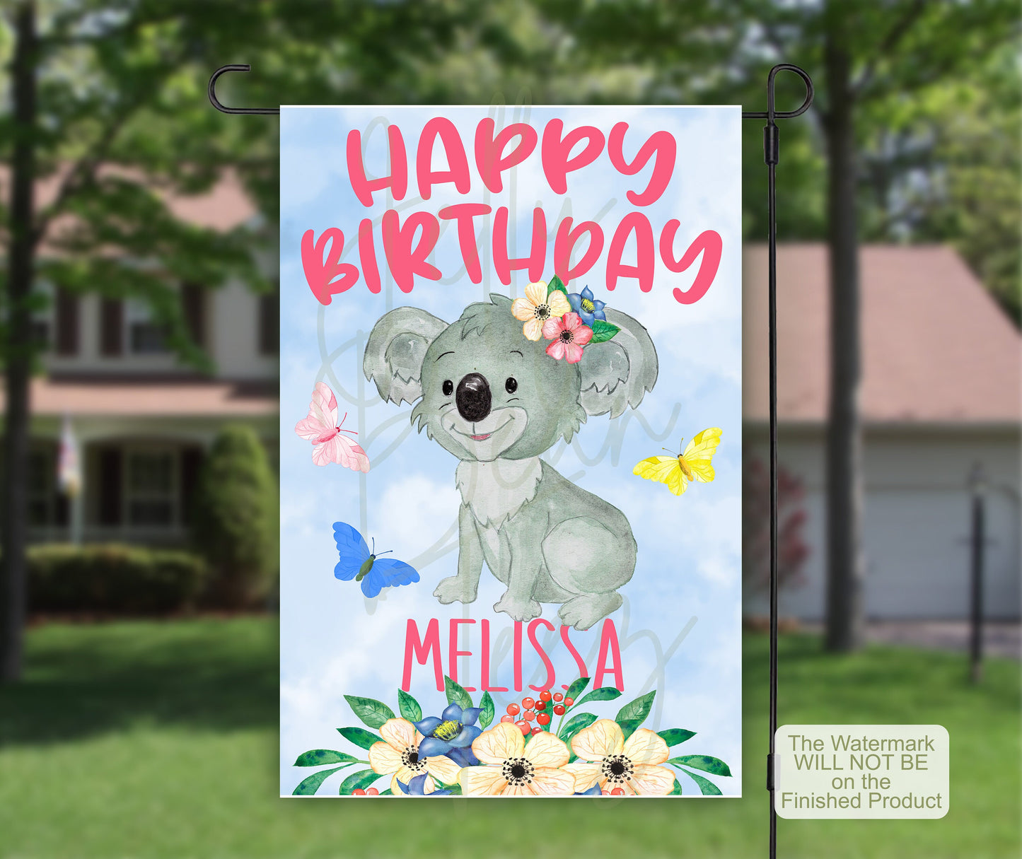 Koala Bear, House Flags, Custom Flag, Birthday Garden Flag, Drive By Birthday, Porch Flag, Birthday Decor, Yard Flag, Birthday Party Banner