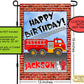 Fire Truck, Birthday Garden Flag, House Flags, Custom Flag, Drive By Birthday, Porch Flag, Birthday Decor, Yard Flag, Firetruck Party Banner