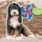Bernedoodle Sticker, Patriotic July 4, USA American Flag, Cute Dog Sticker, Journal Laptop, Gift for Friend, Bernese Mountain Dog Poodle Mix