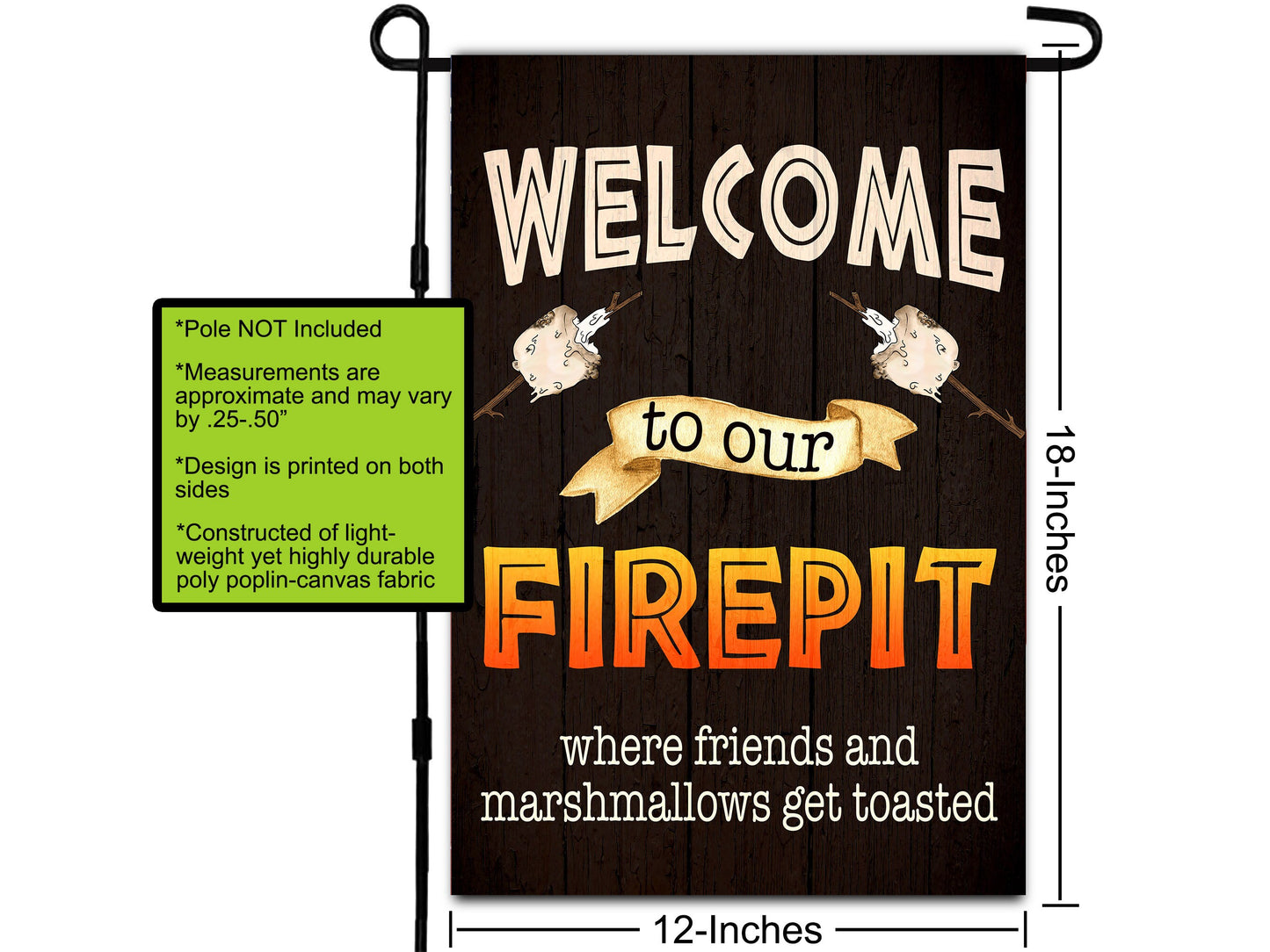 Welcome To Our Fire Pit, Outdoor Garden Flag, House Flag, Outdoor Flag, Camping Flag, Camp Fire, Campfire Flag, Toasted Marshmallows Friends