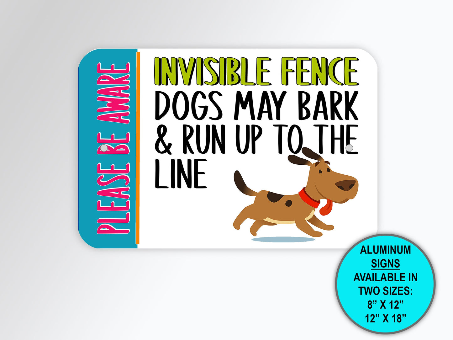 Invisible Fence Sign, Hanging Yard Signs, Beware of Dog Sign, Fence Decor, Outdoor Sign, Aluminum Metal Sign, Pet Yard Sign, Warning Signs