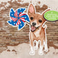 Chihuahua Sticker, Patriotic July 4, USA American Flag, Cute Dog Sticker, Vinyl Decal, Journal Laptop, Chihuahua Art, Chihuahua Mom Gift