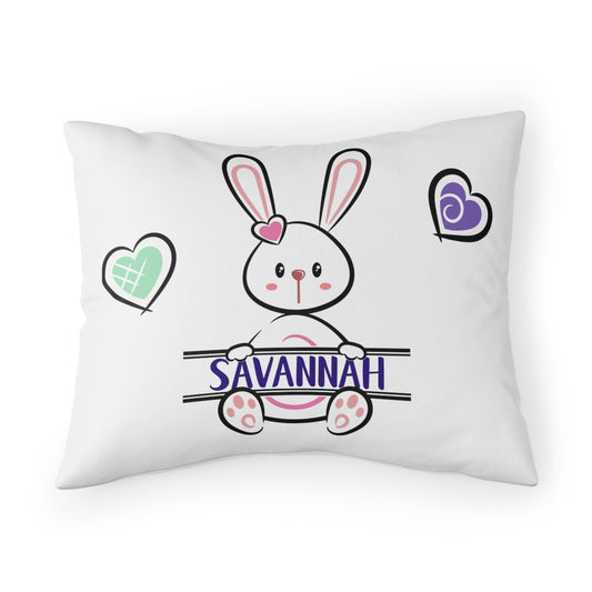 Bunny Love Pillowcase, Custom Name Pillowcase, Personalized Pillowcase, Kids Room Decor, Standard Size Pillow, Easter Gift, Pillow Sham
