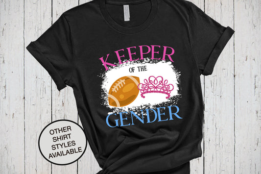 Keeper Of The Gender Reveal Shirt, Tiaras or Touchdowns, Football Ballers Baby Reveal, Pregnancy Announce, He or She, Boy or Girl, Pink Blue