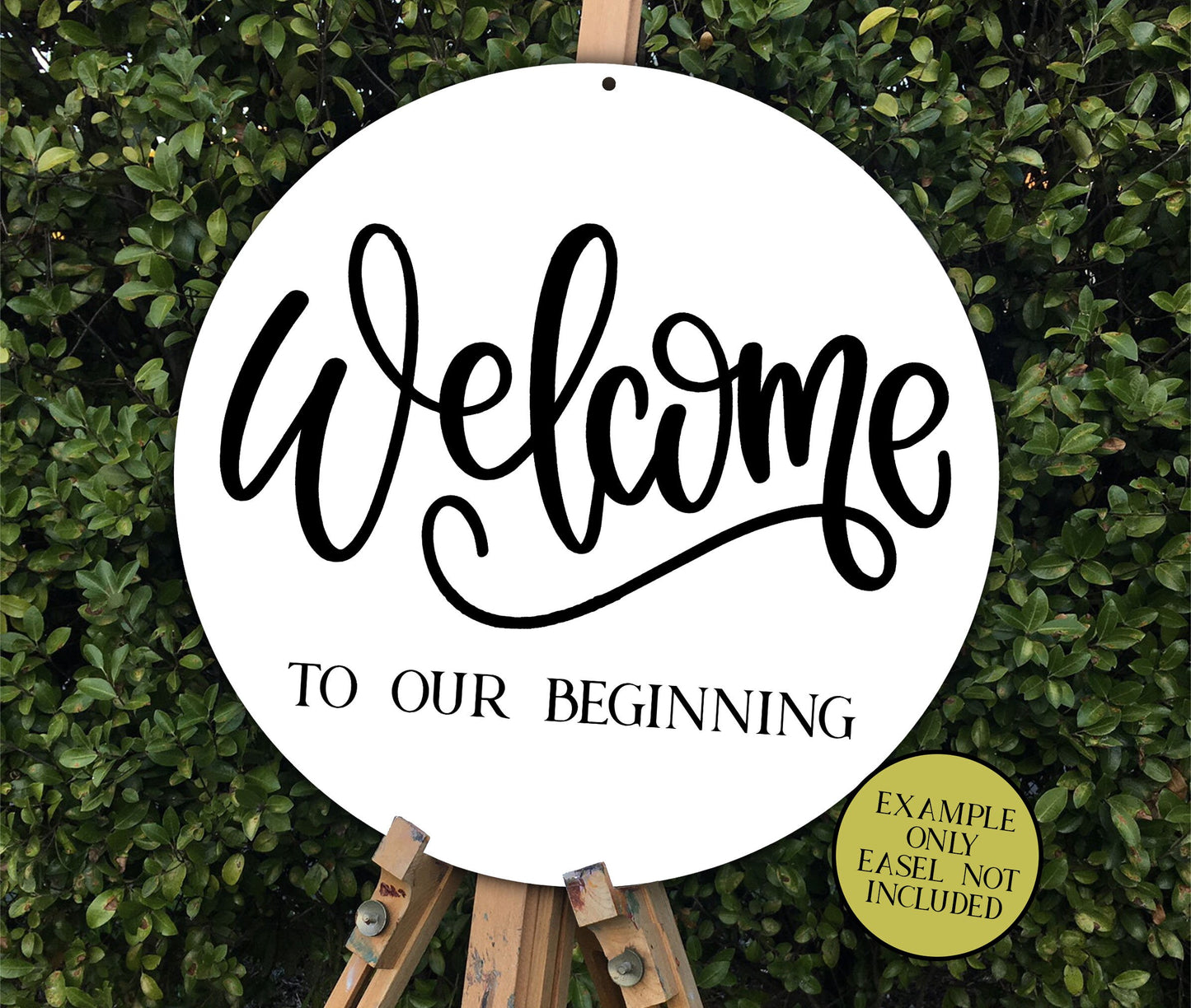 Welcome Sign, Roses Wreath, Welcome Wedding Sign, Front Door Sign, Large Sign, Metal Art, Home Decor, Round Door Hanger, Wedding Reception